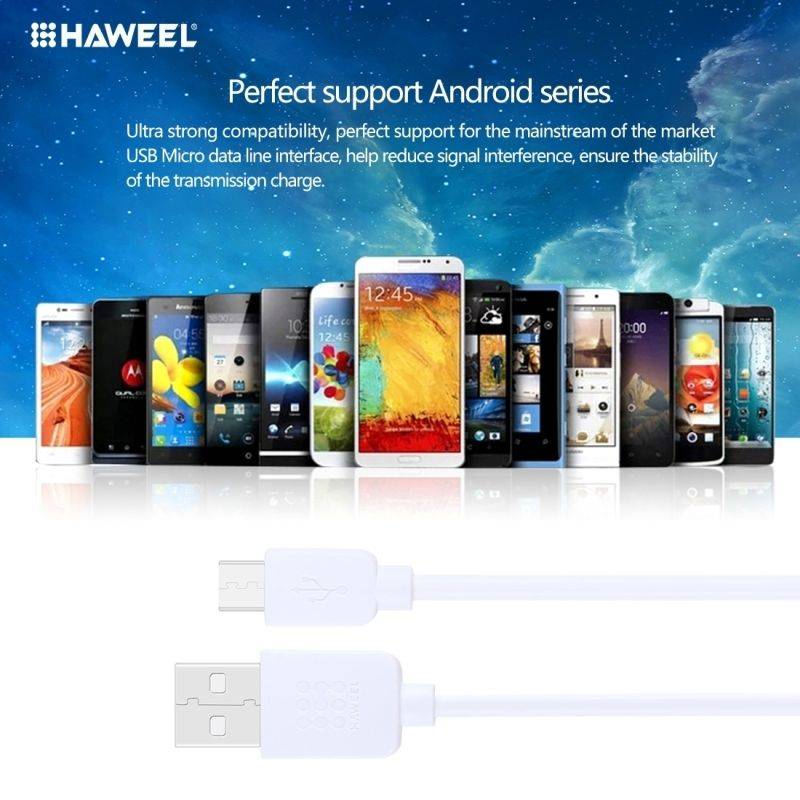 Câble Tout Appareil Micro USB - USB Charge Synchronisation Rapide 1 Mètre Blanc YONIS-2