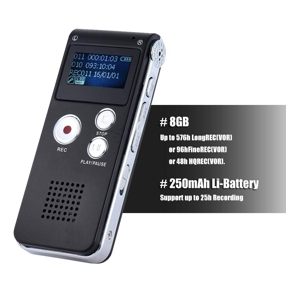 Dictaphone Professionnel USB Avec Enregistreur Vocal, Lecteur MP3 WAV et Fonction VAR ROM 8 Go Violet YONIS-1
