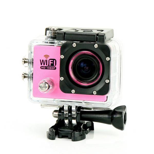 Camera Embarquée Sports Wi-Fi LCD Caisson Étanche Waterproof HD 12 Mp Rose 64Go YONIS