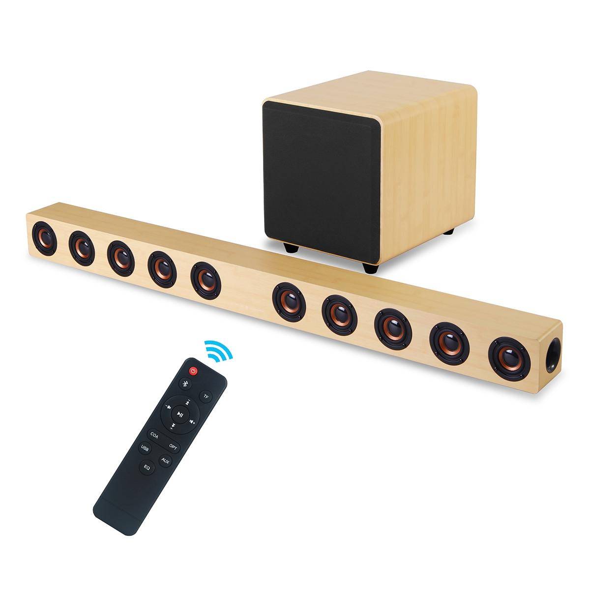 Barre De Son Bluetooth 50W 3D Surround Avec Subwoofer Bois Jaune YONIS-1