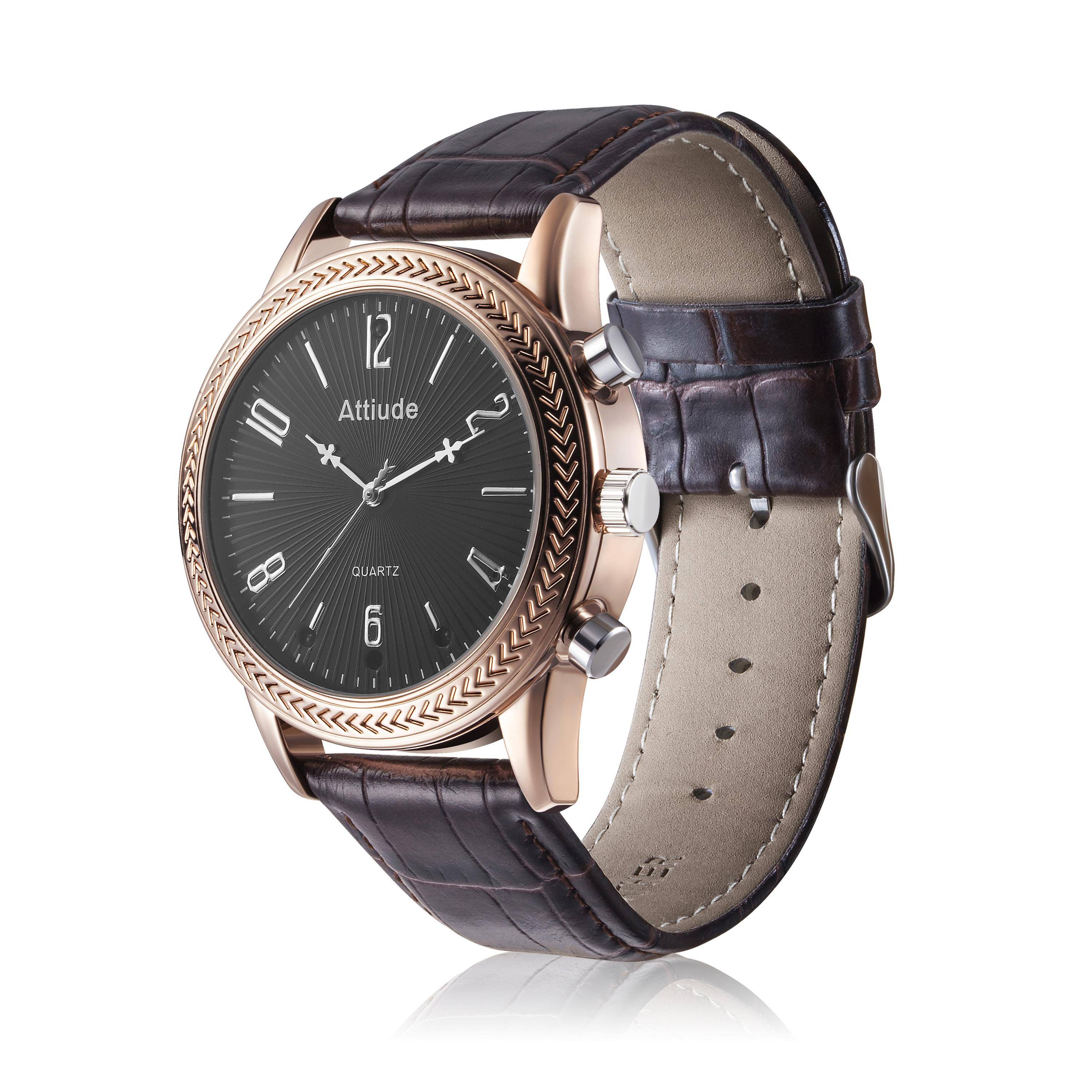 Montre Caméra Espion Full HD 1080p Bracelet Cuir Vision Nuit Détection Mouvement ROM 32 Go Or YONIS-2