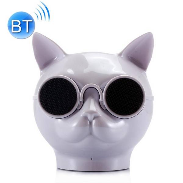 Haut-parleurs Bluetooth Stéréo Forme Mini Chat Mains Libres/Carte TF/FM + SD 16Go Blanc YONIS