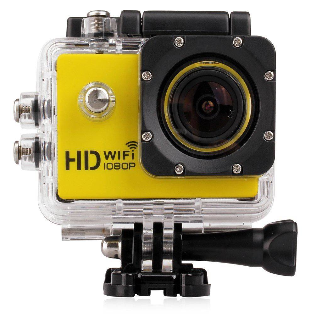 Caméra Wifi Sport Embarquée Plongée Caisson Caméscope 12Mp Full HD 1080P Jaune + SD 4Go YONIS-0