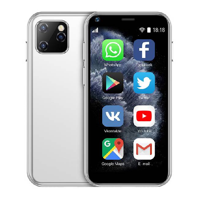 Smartphone Ultra Mince 2.5 Pouces Quad Core Bluetooth Wifi Dual SIM 1GB+8GB 3G + SD 16Go Blanc YONIS-0