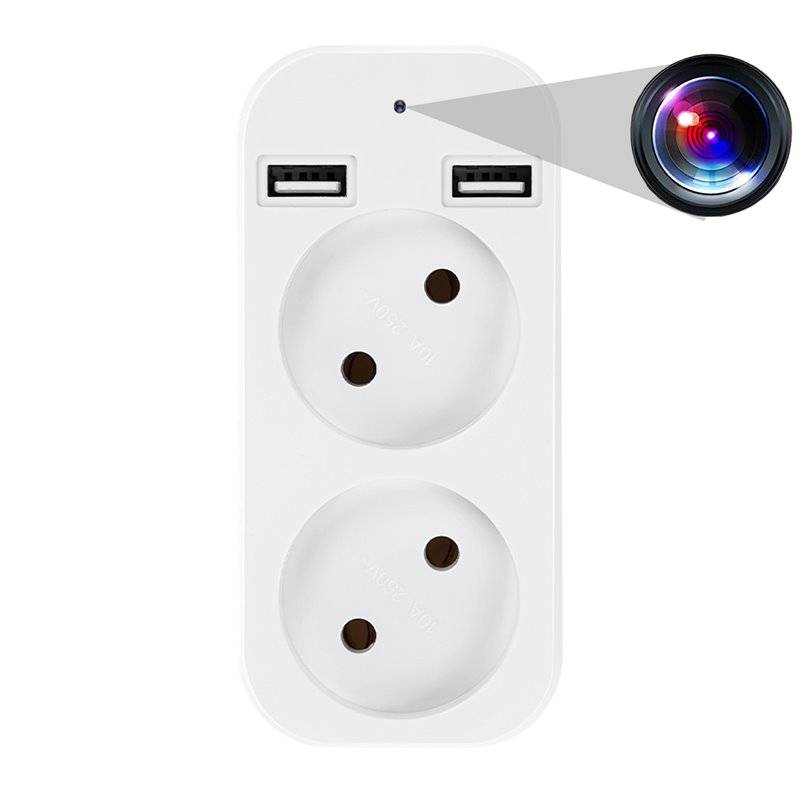 Prise Camera Espion Wifi HD 1080p Détection Mouvement Vision Nocturne + SD 128Go YONIS-0