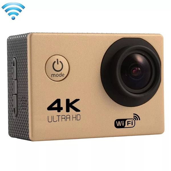 Caméra Sport Étanche Wifi 4K Slow Motion 16Mp Grand Angle 170° Vidéo Embarqué Or + SD 16Go YONIS