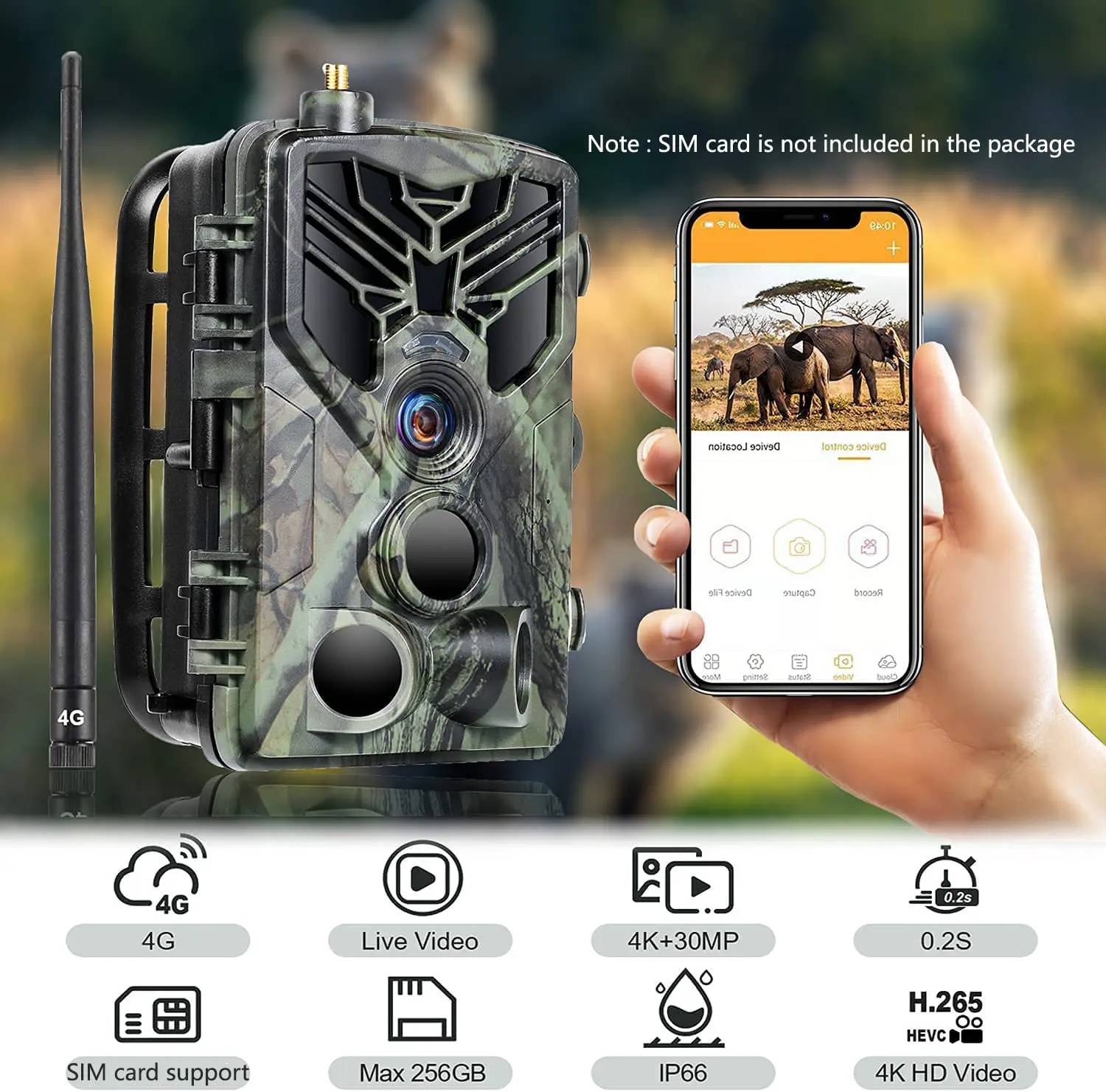 Caméra de Chasse à Batterie 5000 Mah 4K 30MP App Android iOs + 2 Batteries + SD 64Go YONIS-3