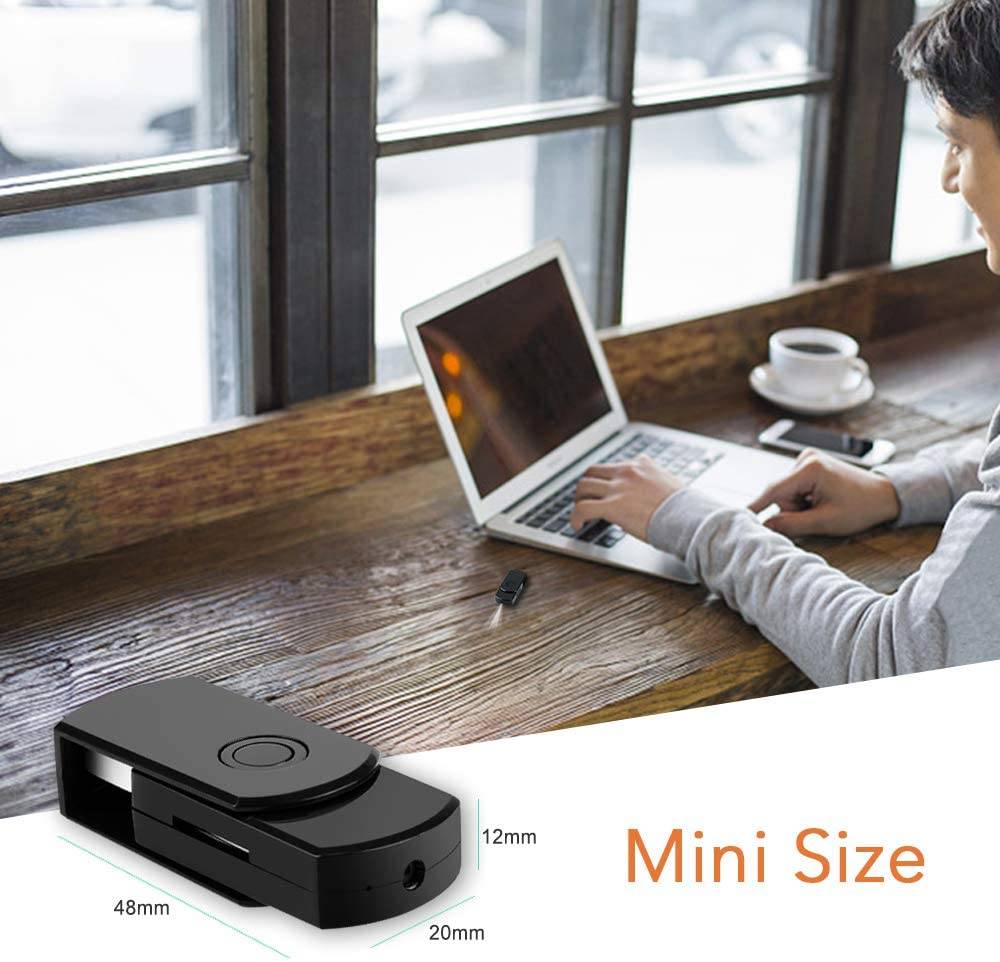 Clé USB Caméra Espion Mini Caméra Appareil Photo Vidéo HD Micro SD Noir + SD 8Go YONIS-1
