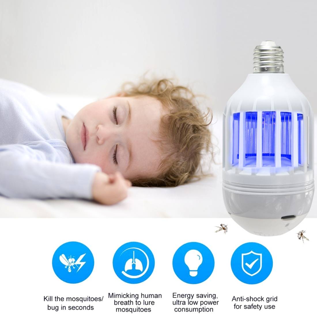 Lampe Caméra Espion HD 360° Anti Moustique Surveillance IP WIFI Android iOs DVR + SD 64Go YONIS-1