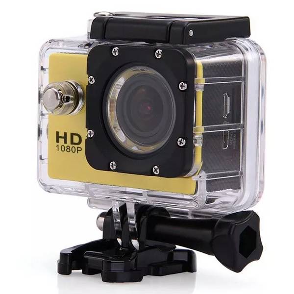 Camera Embarquée Sport LCD Caisson Étanche Waterproof 12 Mp Full HD 1080P Jaune + SD 4Go YONIS