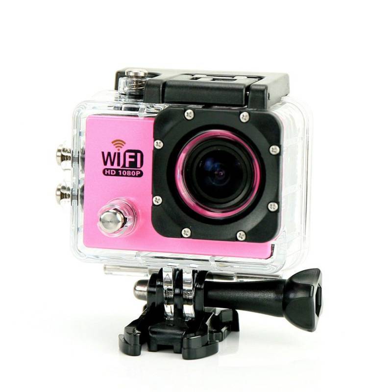 Camera Embarquée Sports Wi-Fi LCD Caisson Étanche Waterproof 12 Mp Full HD Rose + SD 32Go YONIS-0
