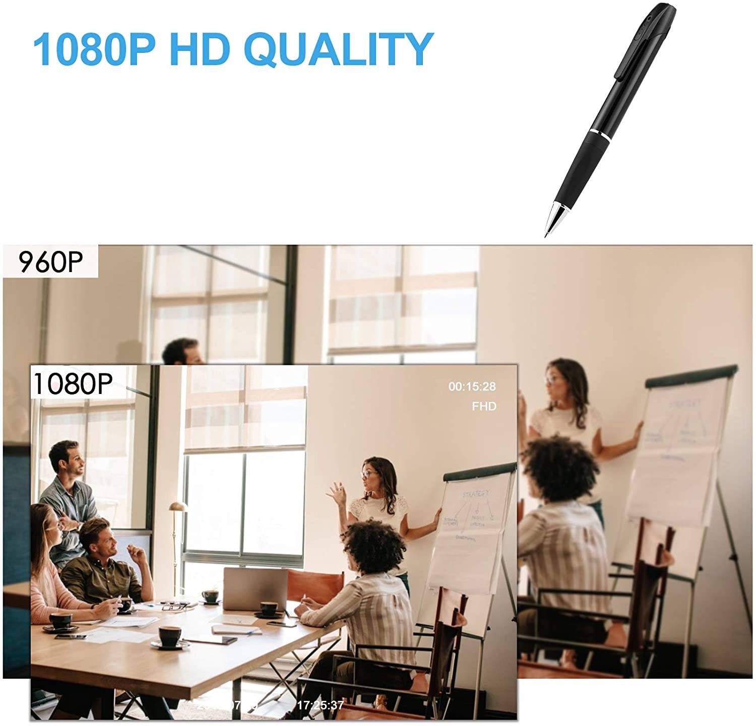 Stylo Caméra Espion Full HD 1080P 30FPS Surveillance Vidéo et Audio Intégré + SD 32 Go - Yonis-2