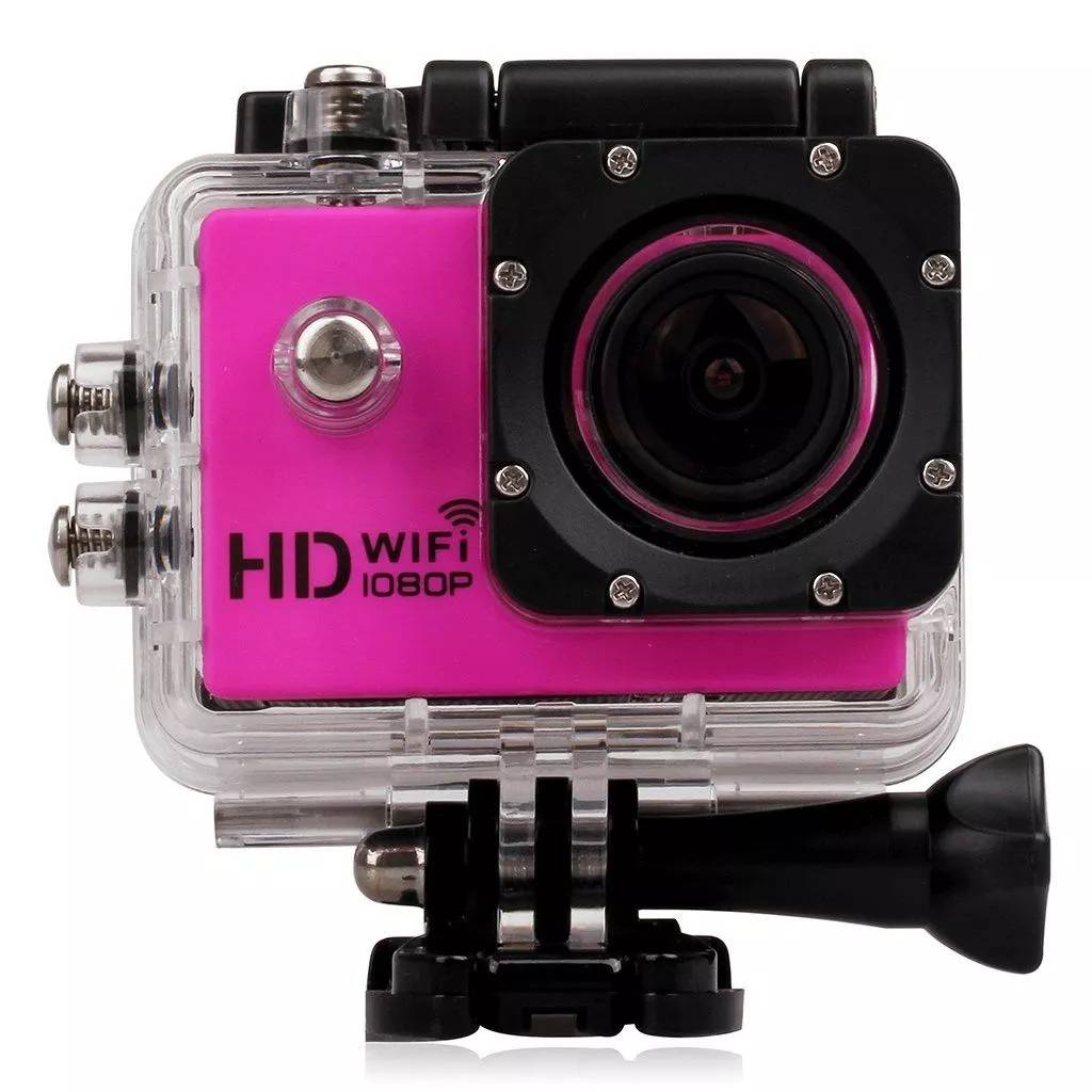 Caméra Wifi Sport Embarquée Plongée Caisson Caméscope 12Mp Full HD 1080P Rose + SD 8Go YONIS-0