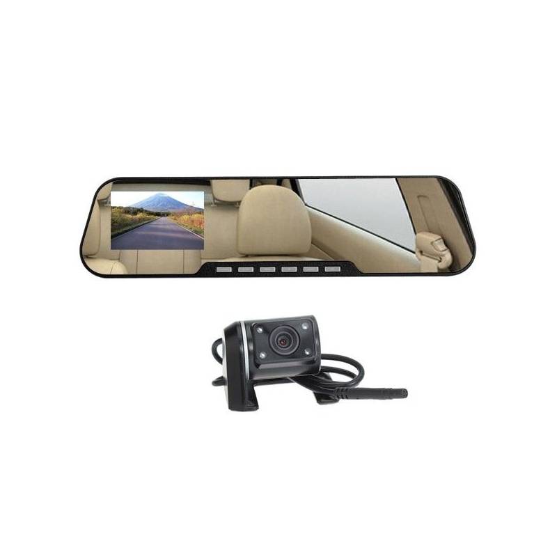 Dashcam Rétroviseur Caméra Vision Nocturne Aide au Stationnement Caméra de Recul + SD 4Go YONIS-0
