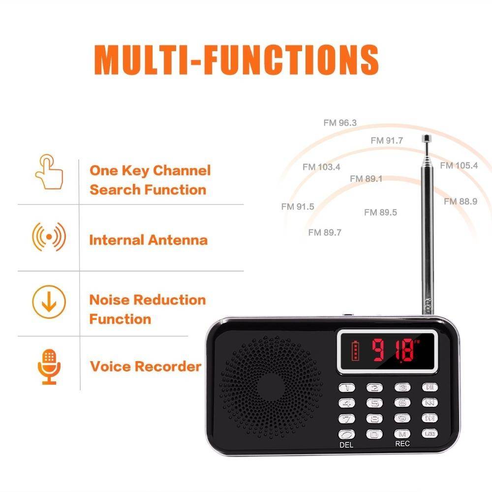 Mini Poste Radio FM AM Lecteur MP3 Micro SD Rechargeable - Bleu - Yonis-0