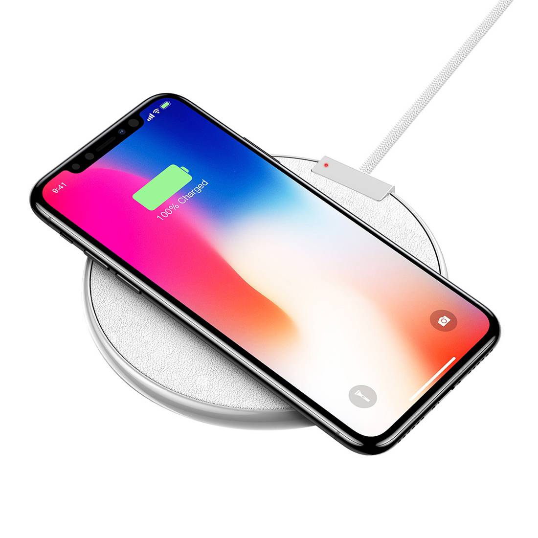 Chargeur Sans-Fil Ultra-Mince Qi Support Charge Rapide Base Smartphone Blanc YONIS-0