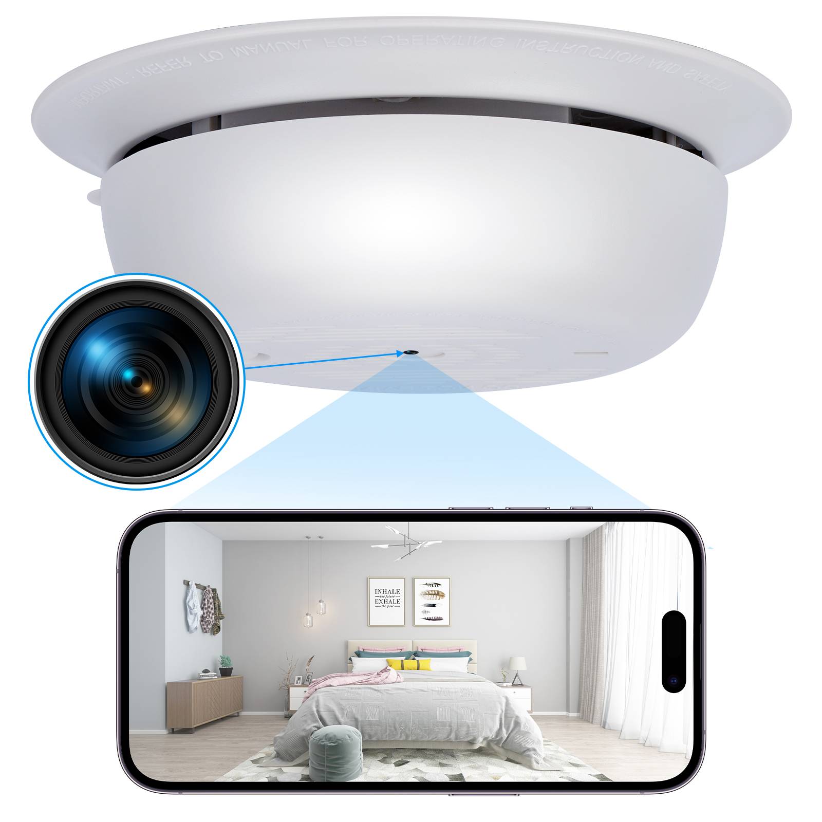 Détecteur de Fumée Caméra Espion Wifi Full HD Vision Nocturne Et Détection Mouvement + SD 128Go YONIS-0