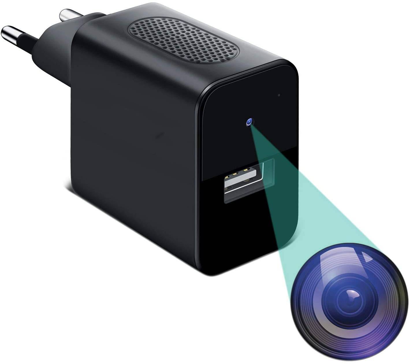 Chargeur Secteur Caméra Espion Full HD 1080p Vidéo Détection de Mouvement IR + SD 16 Go - Yonis-0
