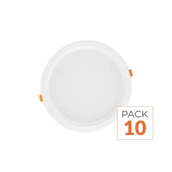 Spot LED Encastrable Plat Étanche 30W BLANC Transformateur Intégré - Pack de 10 - Blanc Neutre 4000K - 5500K - SILAMP