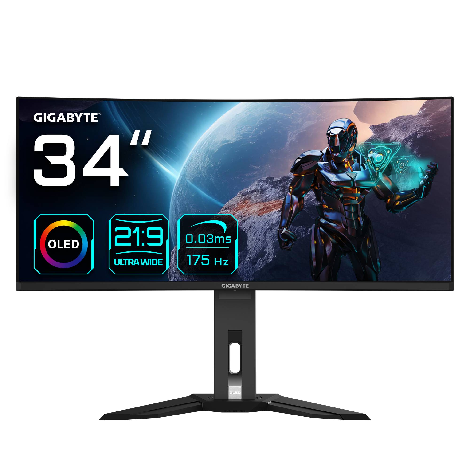 GIGABYTE Moniteur de jeu courbé OLED WQHD MO34WQC 34" - 3440 x 1440, 175Hz, 0.03ms, KVM, 250 cd/m², FreeSync Premium Pro-0