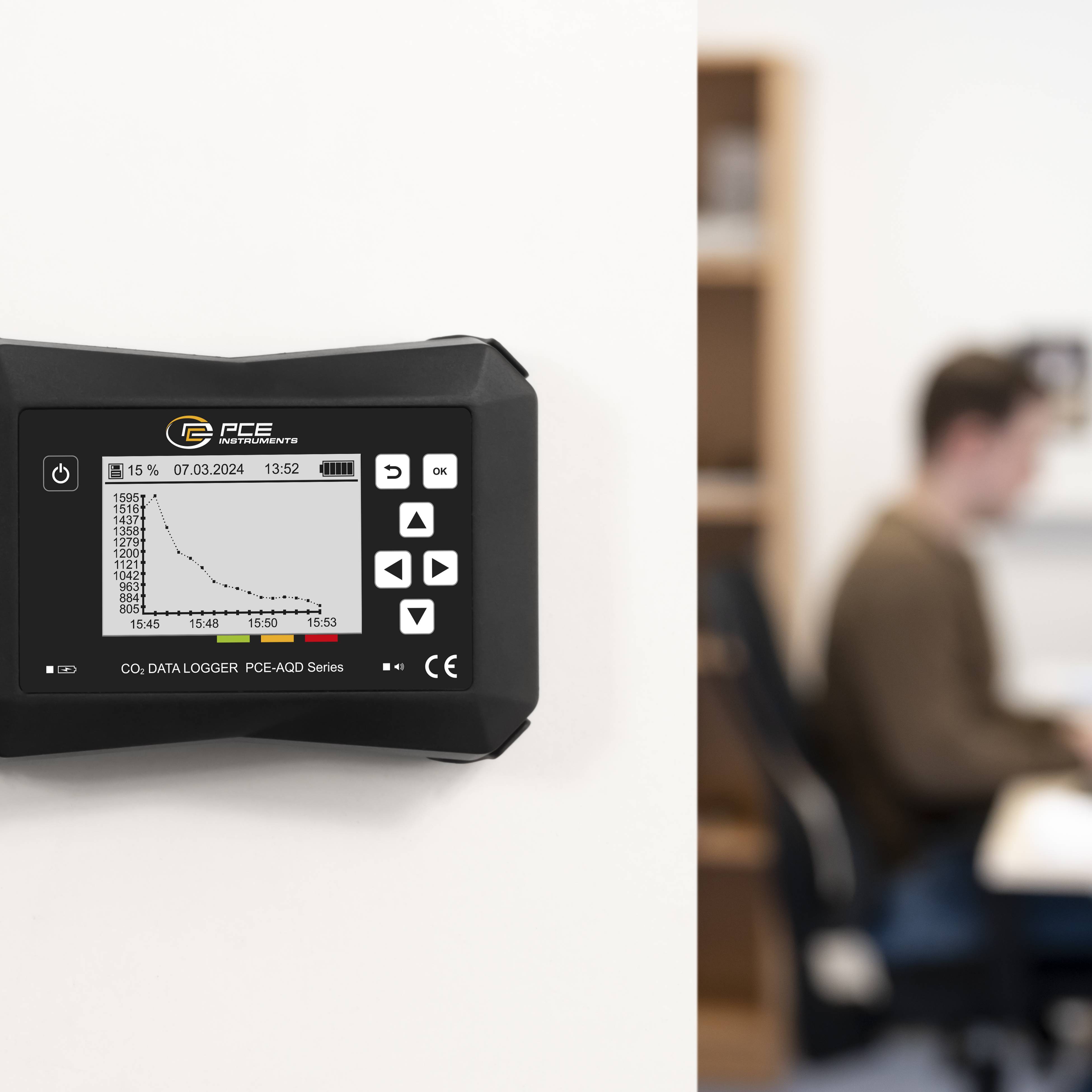 Appareil de mesure du dioxyde de carbone PCE Instruments 0 - 40000 ppm avec fonction thermométrique, avec fonction enreg-3