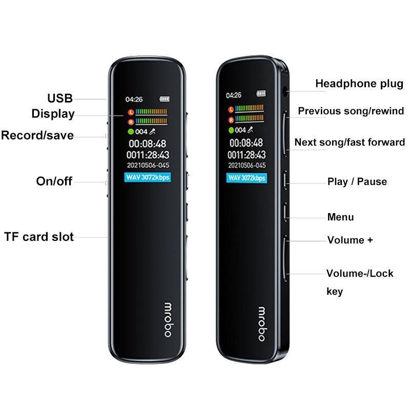 Dictaphone Écran HD 0.96 Pouces Réduction Bruit 3D 8GB Lecteur Musique YONIS-1