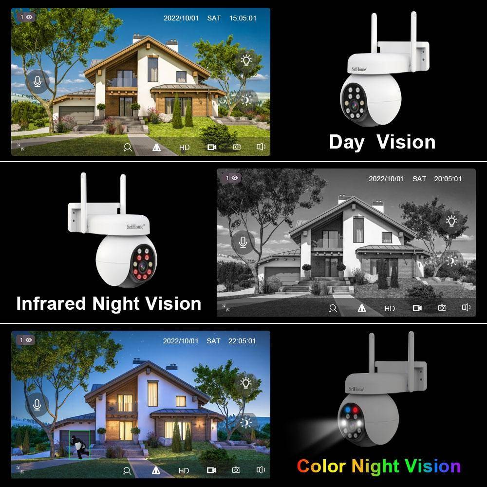 Camera Surveillance 5MP Wifi PTZ AI Suivi Auto Vision Nocturne Couleur Extérieur YONIS-1