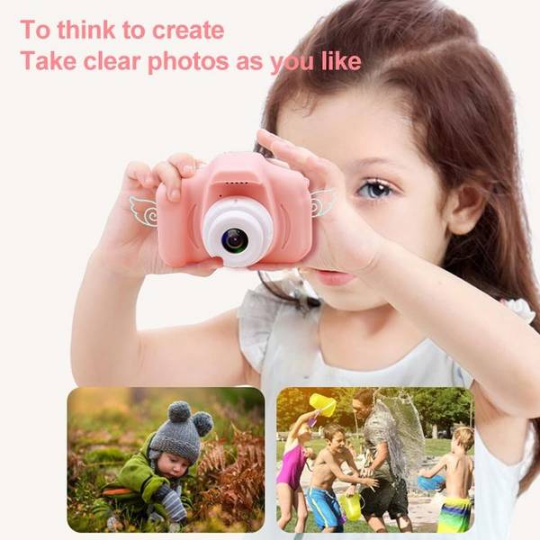 Appareil Photo Enfant Écran LCD 2 Pouces 1080P 32Go Jeux Vidéo Autocollants Roses YONIS