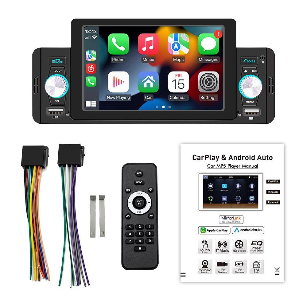 Autoradio 5 Pouces Sans Fil MP5 Bluetooth Carplay Android Auto Réversible YONIS-1