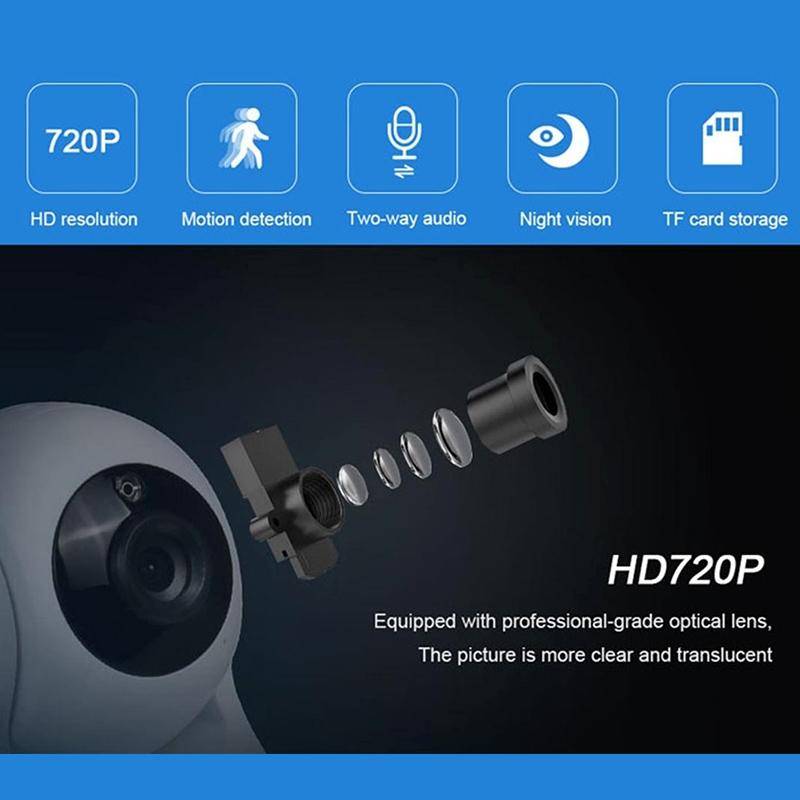 Camera Surveillance 100W Grand Angle 720P Vision Nocturne WIFI Stockage Extensible - Noir - Yonis-0