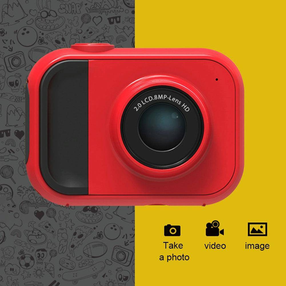 Appareil Photo Enfant Grand Angle 120° Mémoire Intégrée Écran LCD Rouge Noir YONIS-1