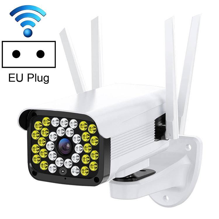 Camera Surveillance Extérieure HD Vision Nocturne Détection Humaine Intercom WiFi - Blanc - Yonis-0