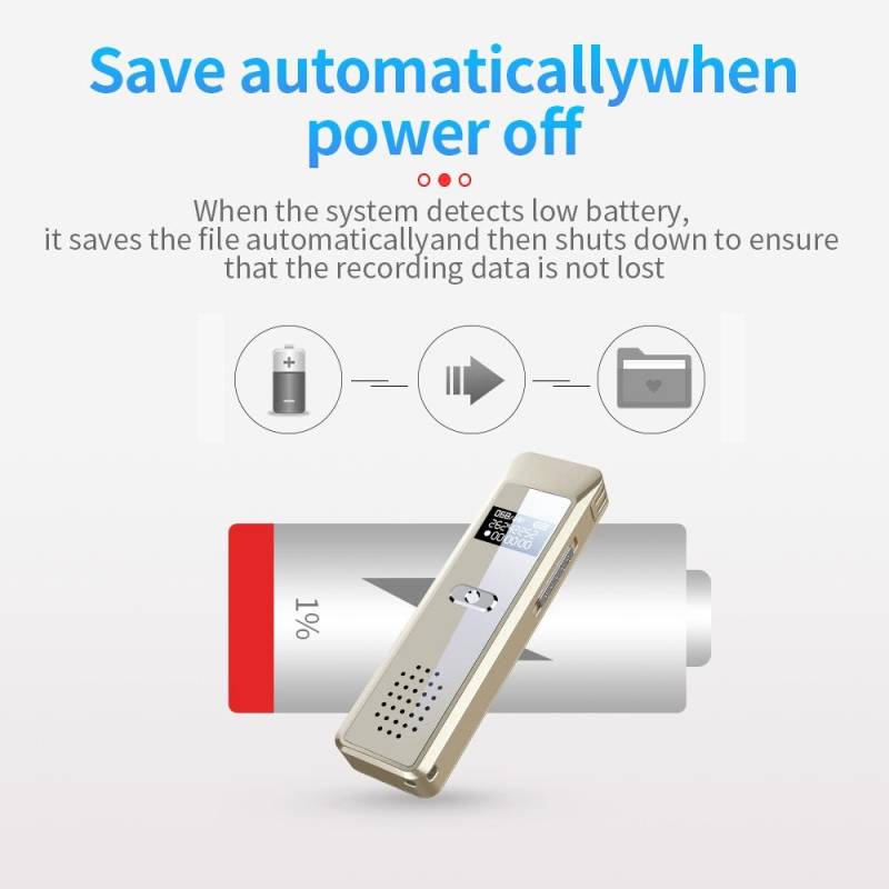 Dictaphone Portable Écran OLED Mémoire 4GB Enregistrement 30H Batterie 160mAh Or YONIS-1