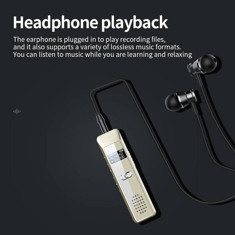 Enregistreur Vocal Portable Mémoire 8 Go Écran OLED Autonomie 30 Heures Or YONIS-1