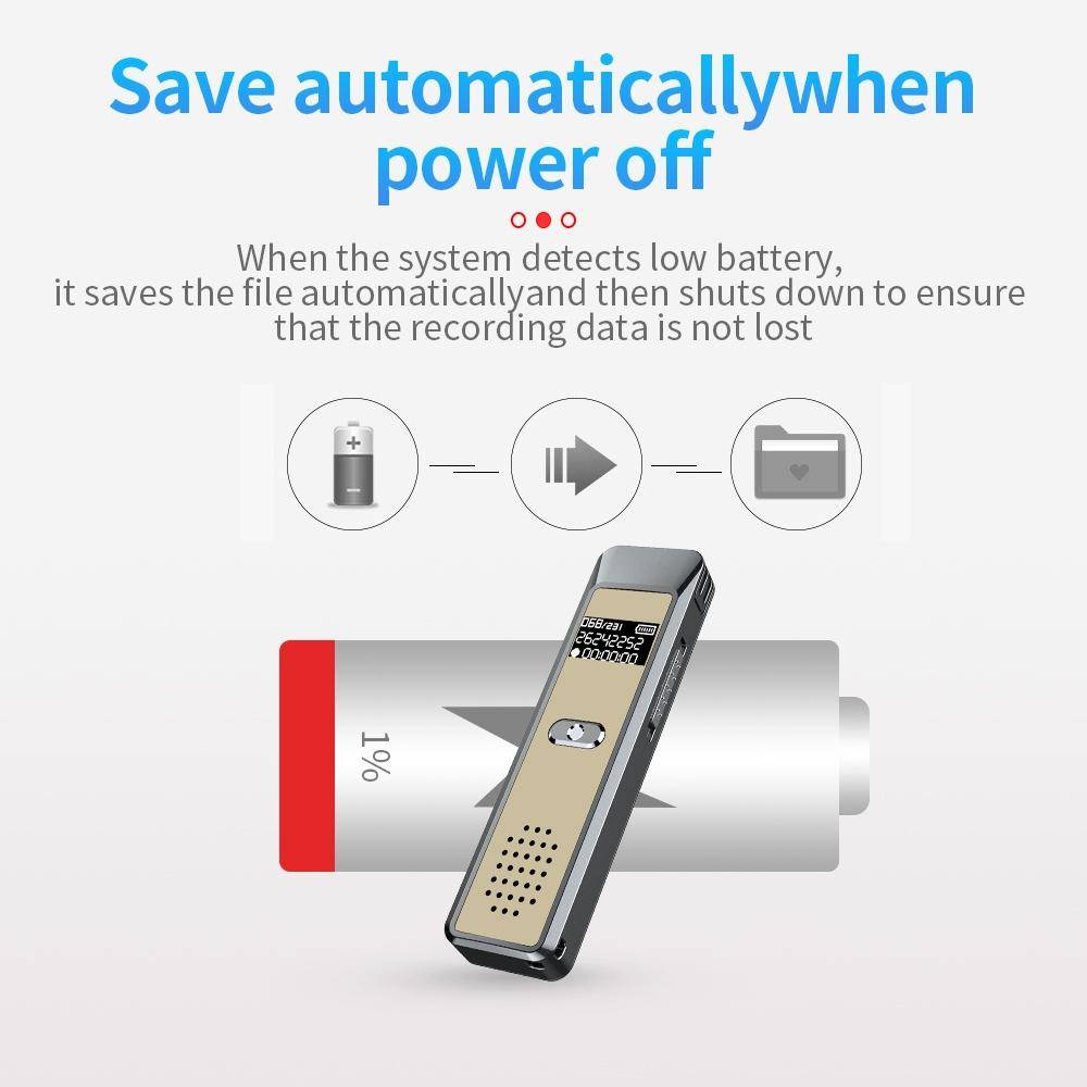 Dictaphone Portable Écran OLED Mémoire 4GB Enregistrement 30H Batterie 160mAh Gris YONIS-1