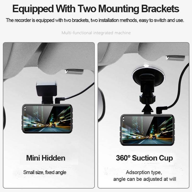 Dashcam HD Vision Nocturne 1440P Double Lentille WiFi Enregistrement Boucle Simple caméra YONIS-1