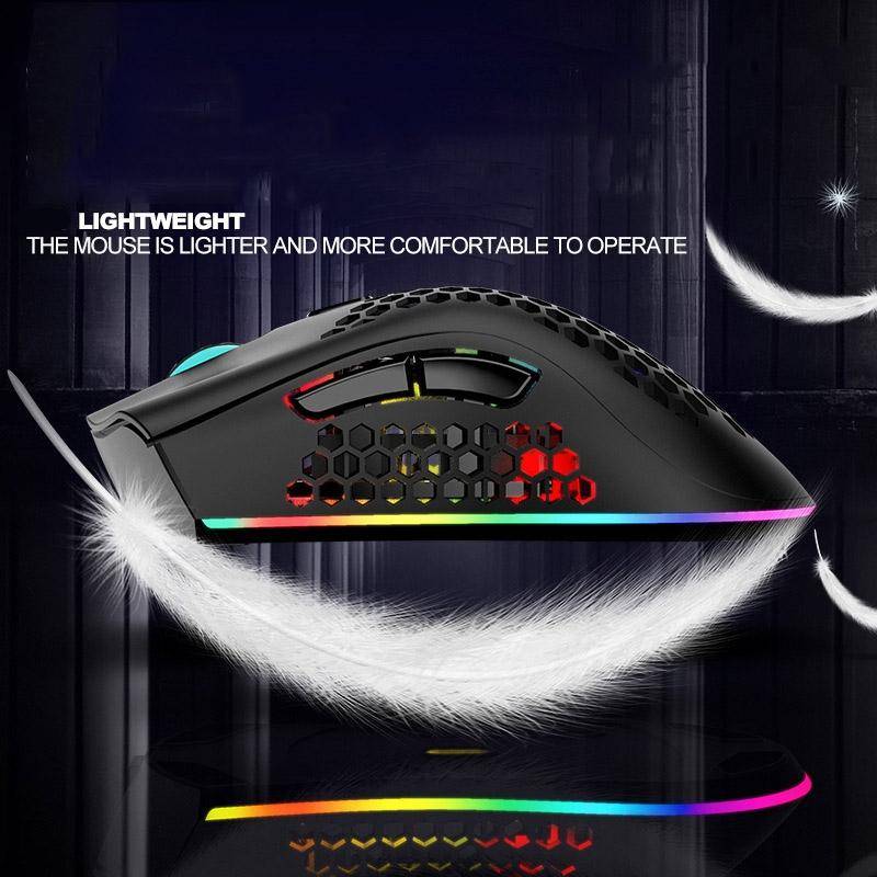 Souris Gaming Sans Fil RGB Ergonomique 1600 DPI 7 Boutons Légère Rechargeable Rose YONIS-0