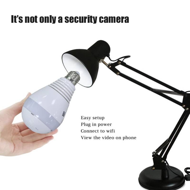 Ampoule Caméra Espion HD 1.3Mp 360° Voix Bidirectionnelle IP Wifi Vision Infrarouge + SD 64Go YONIS-1