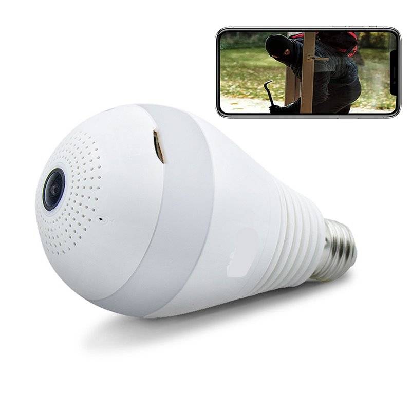 Ampoule Caméra Ip Panoramique À 360 Degrées Connectée Android iOs E27 Wifi ROM 16 Go YONIS-0