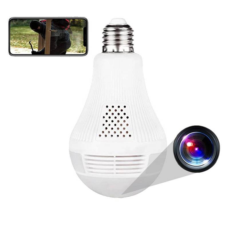 Ampoule Caméra Espion 360° Infrarouge HD Bidirectionnelle WiFi + SD 128Go YONIS-0