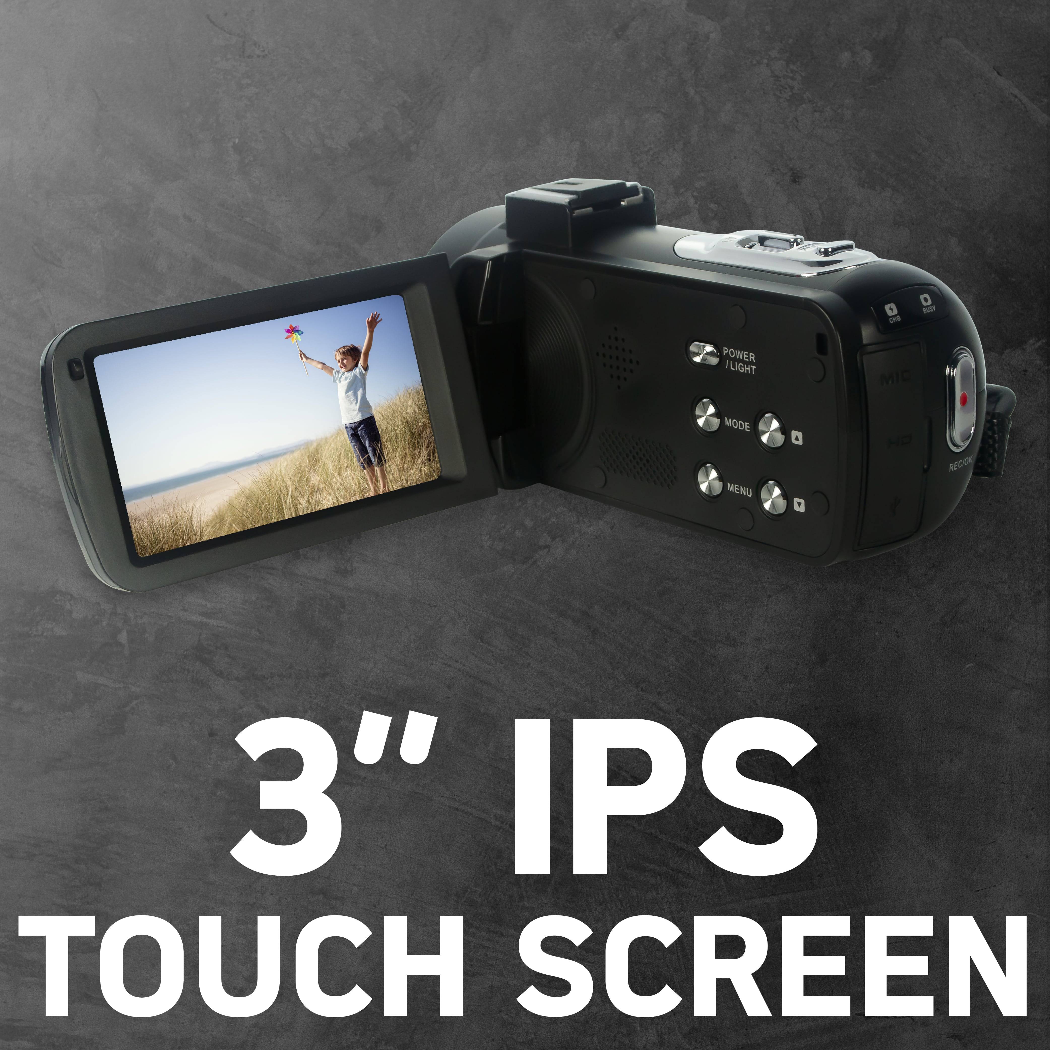 AGFAPHOTO Realimove CC2700 – Caméscope Numérique, 2.7K, 24MP, Écran Tactile 3'', Zoom 18X, Télécommande, 2 Batteries Li-1