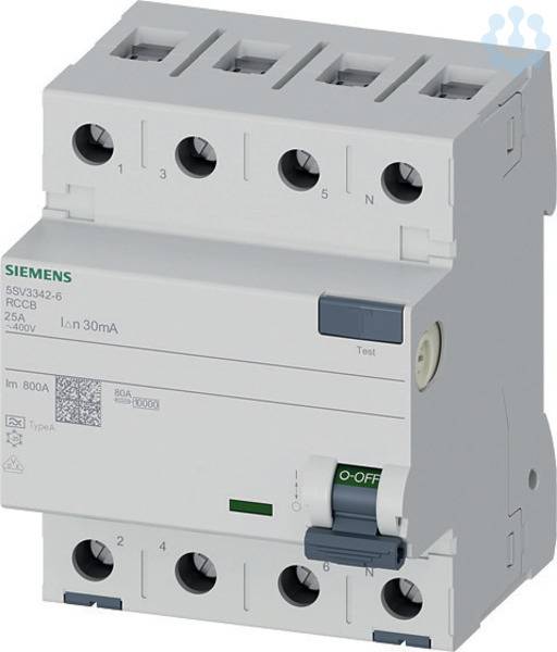 Siemens 5SV3342-6 - Disjoncteur différentiel, 4 pôles, type A, In : 25 A, 30 mA-1