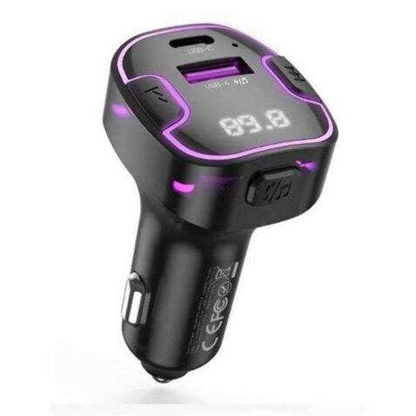 Emetteur FM Bluetooth Voiture avec Chargeur USB et USB C Rétroéclairé