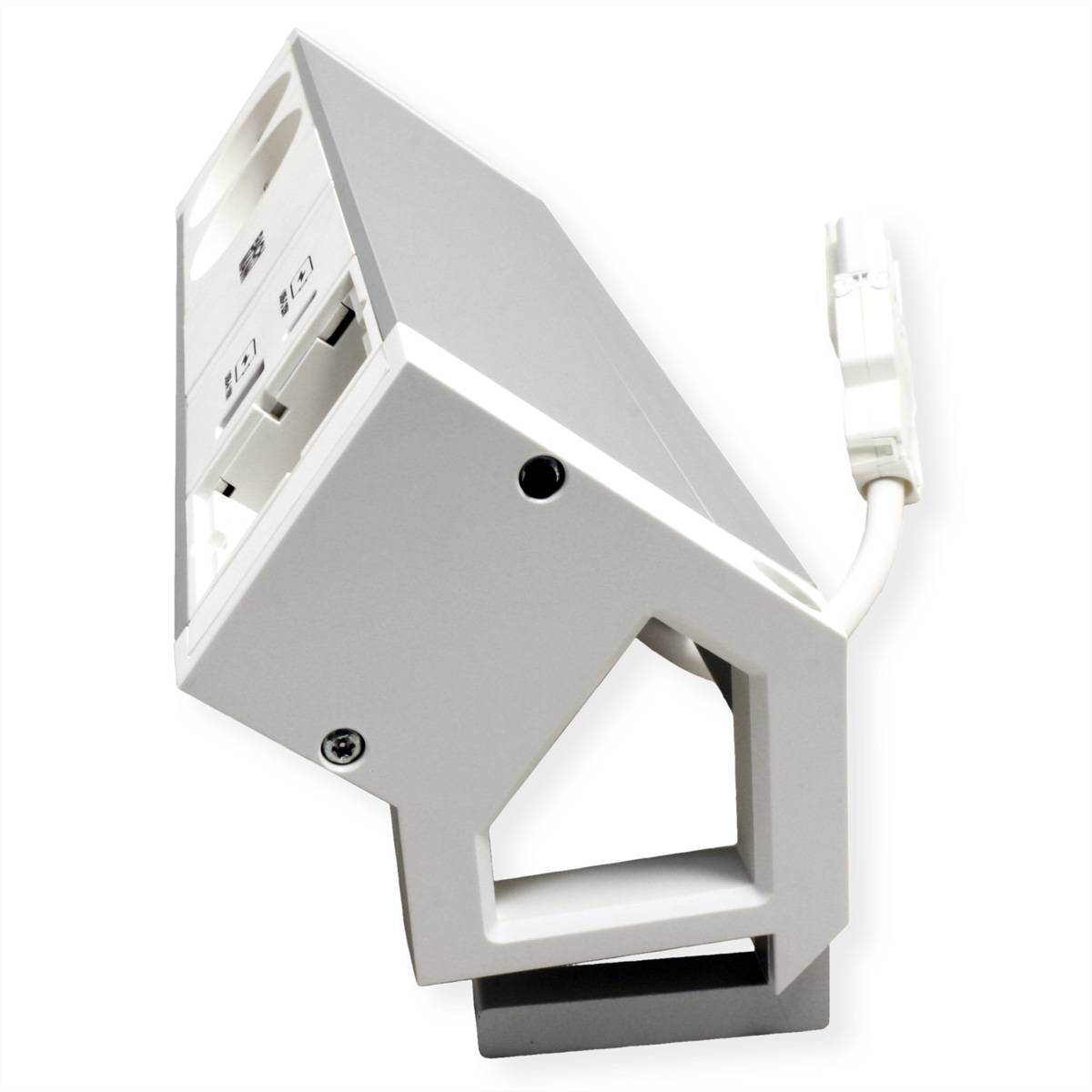 BACHMANN DESK2 ALU WHITE 2xUTE 1xCM 1xUSB A/C 22W 0,2m GST18-2
