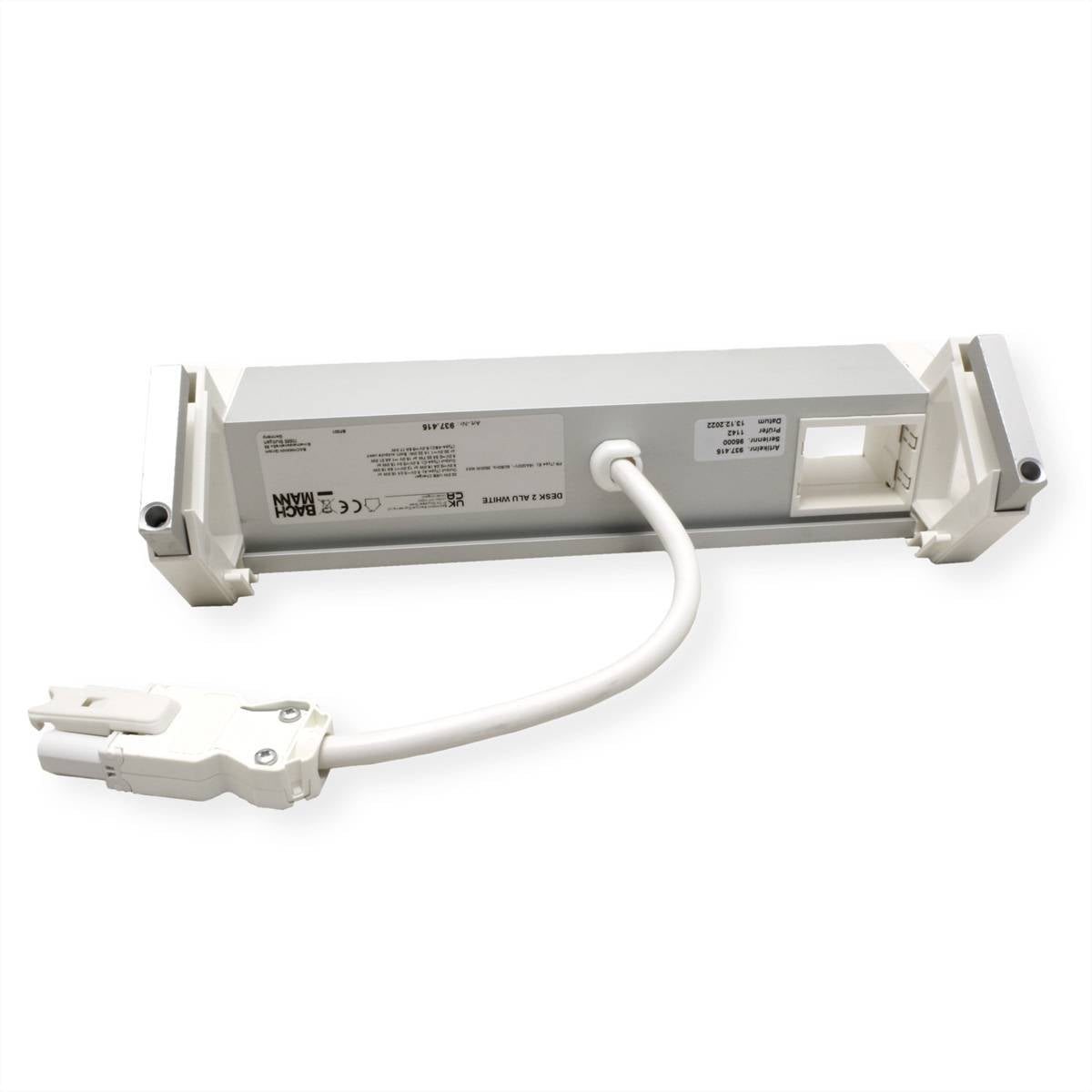 BACHMANN DESK2 ALU WHITE 2xUTE 1xCM 1xUSB A/C 22W 0,2m GST18-4
