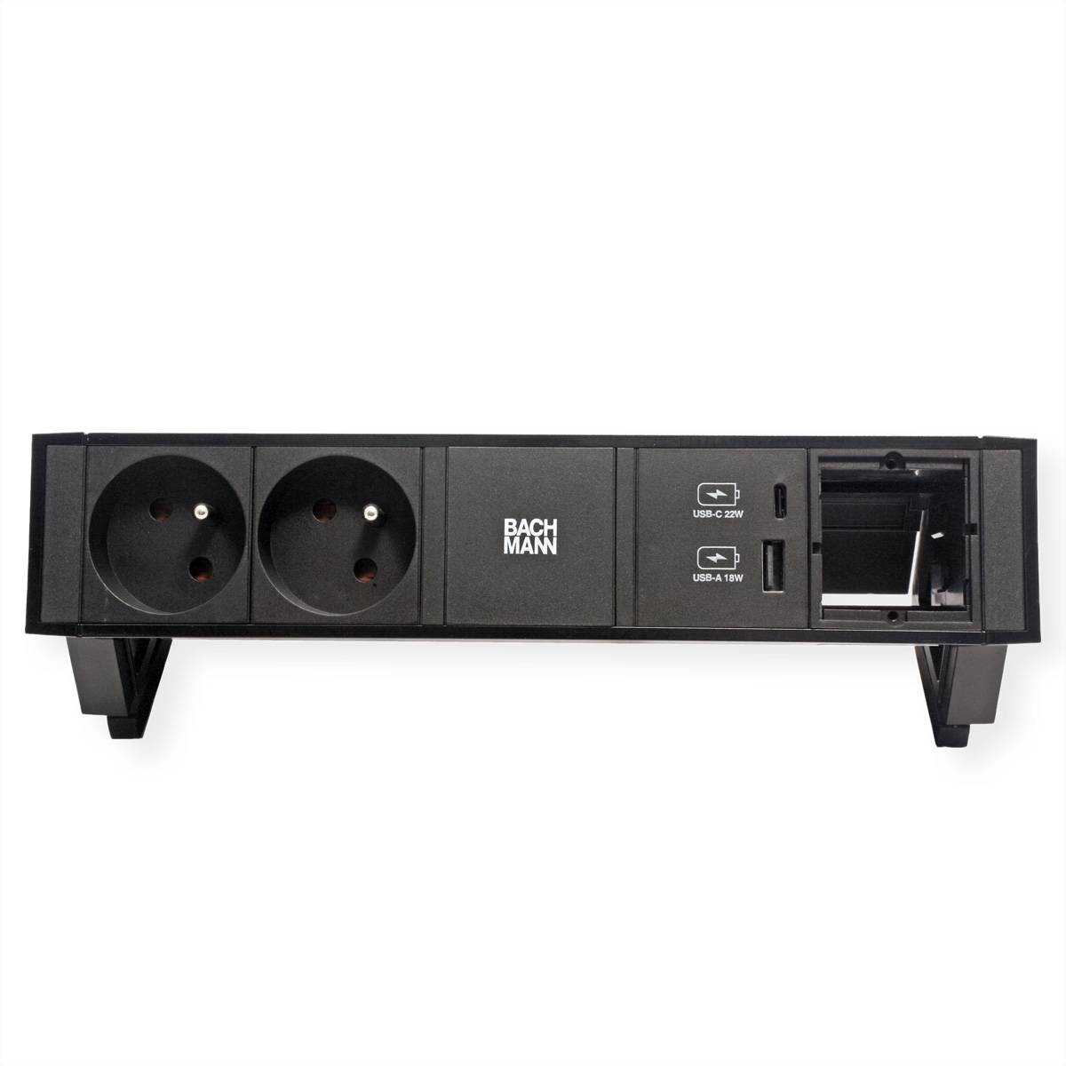 BACHMANN DESK2 2xUTE 1xUSB A/C 22W 1xCM 0,2m GST18 RAL9005-2