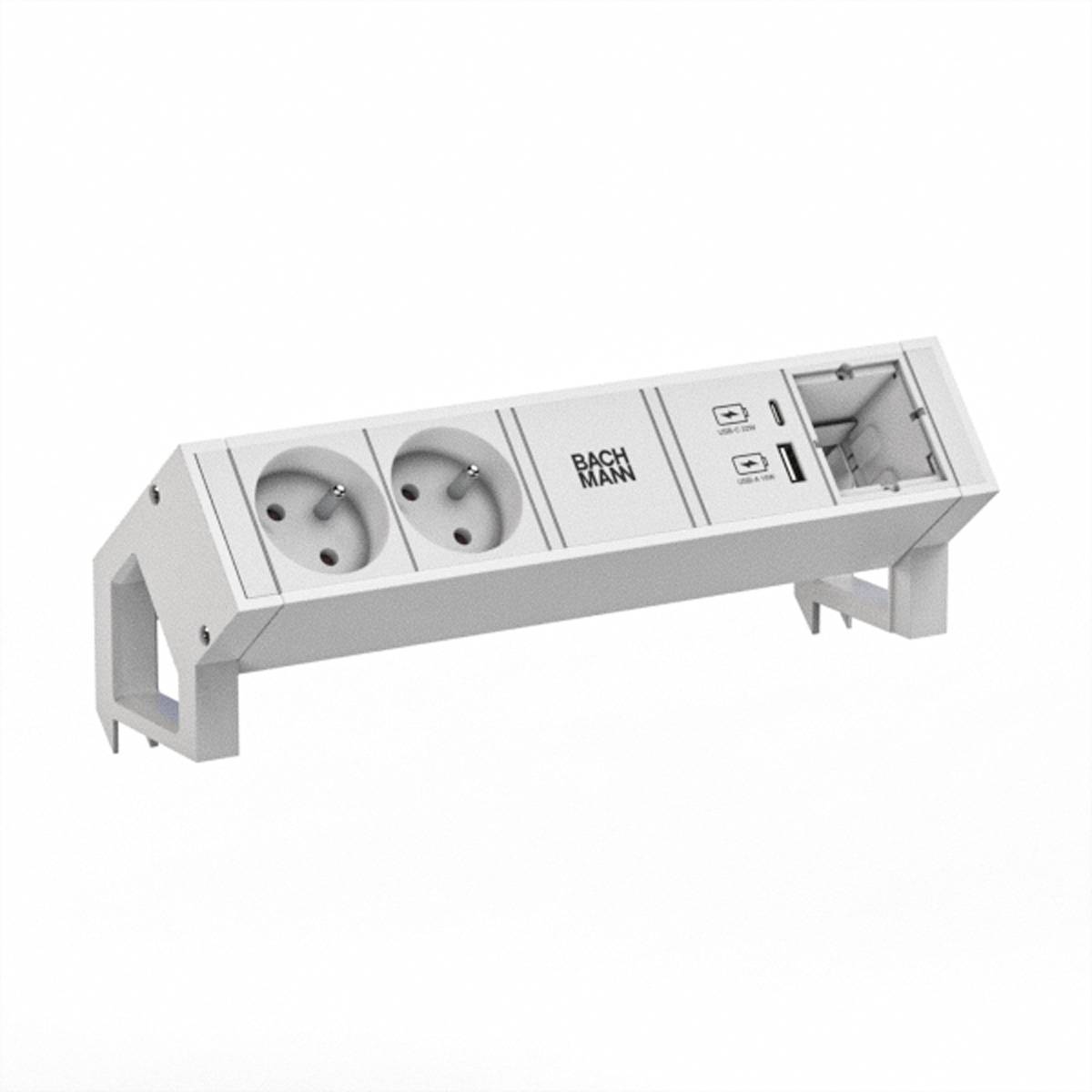 BACHMANN DESK2 white 2xUTE 1xCM 1xUSB A/C 22W 0,2m GST18-0