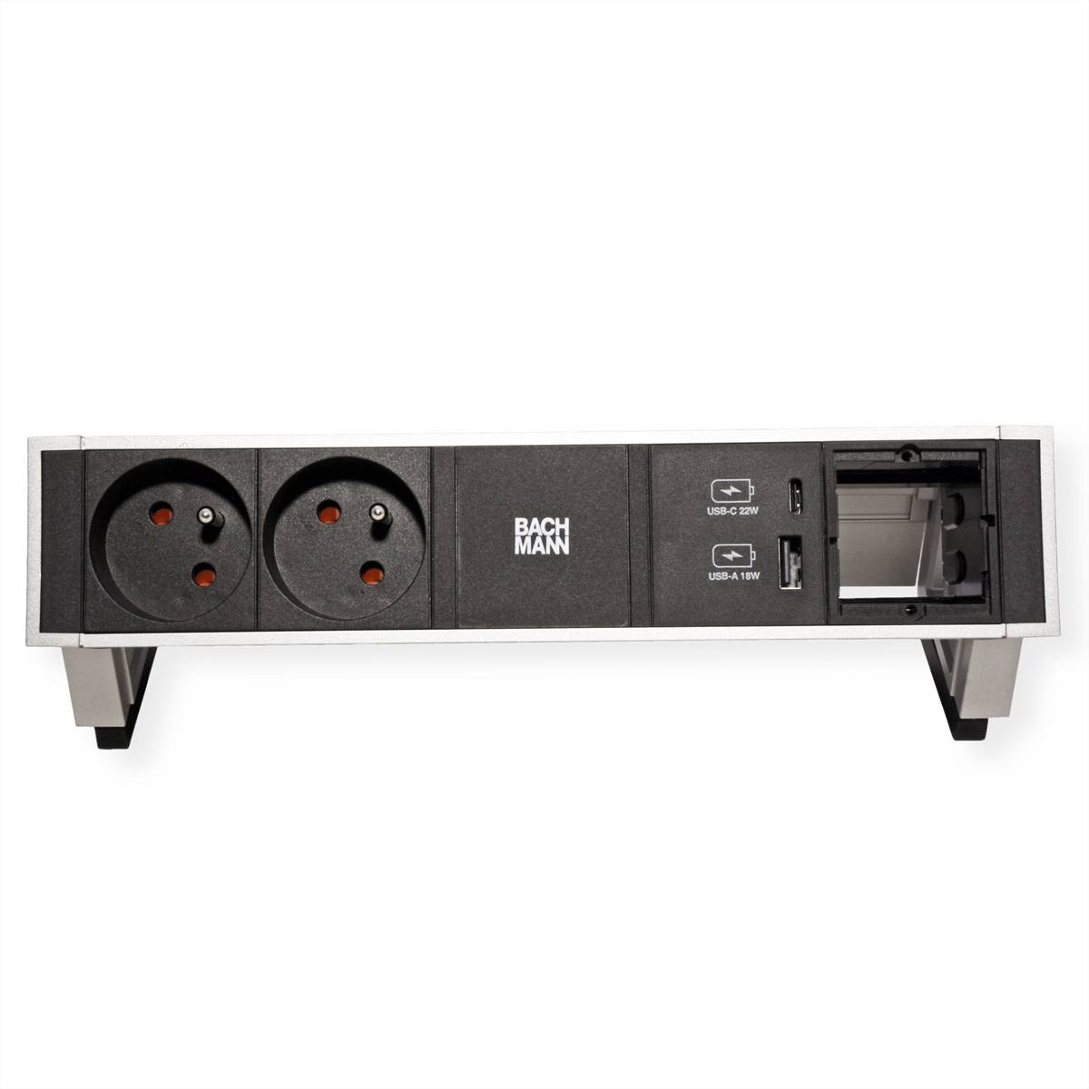 BACHMANN DESK2 2xUTE 1xUSB A&C 22W 1xCM 0,2m GST18 INOX-3