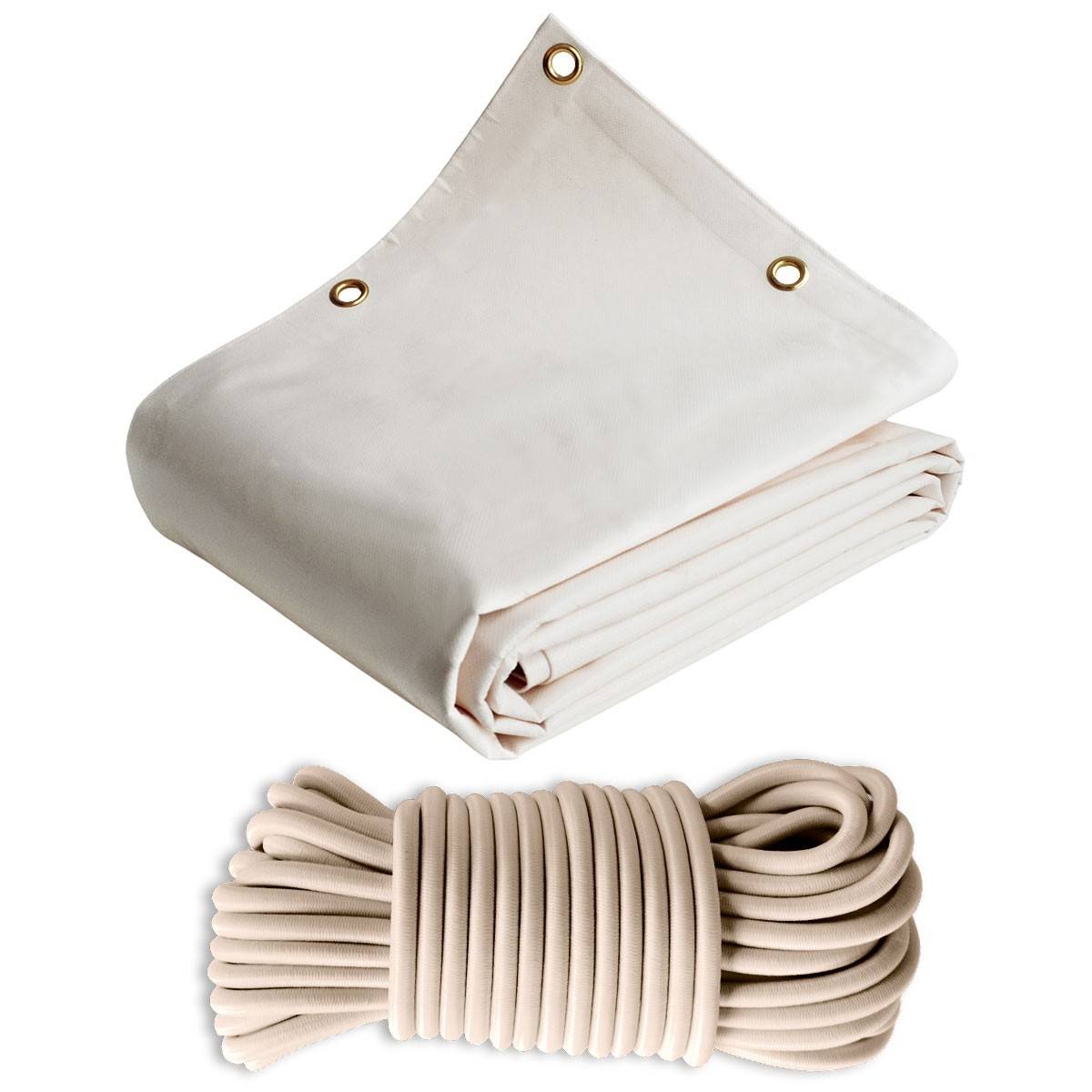 Pack Toile Pergola Blanc Crème 3x4 m Tecplast lp640pr + Sandow Ivoire 20m-0