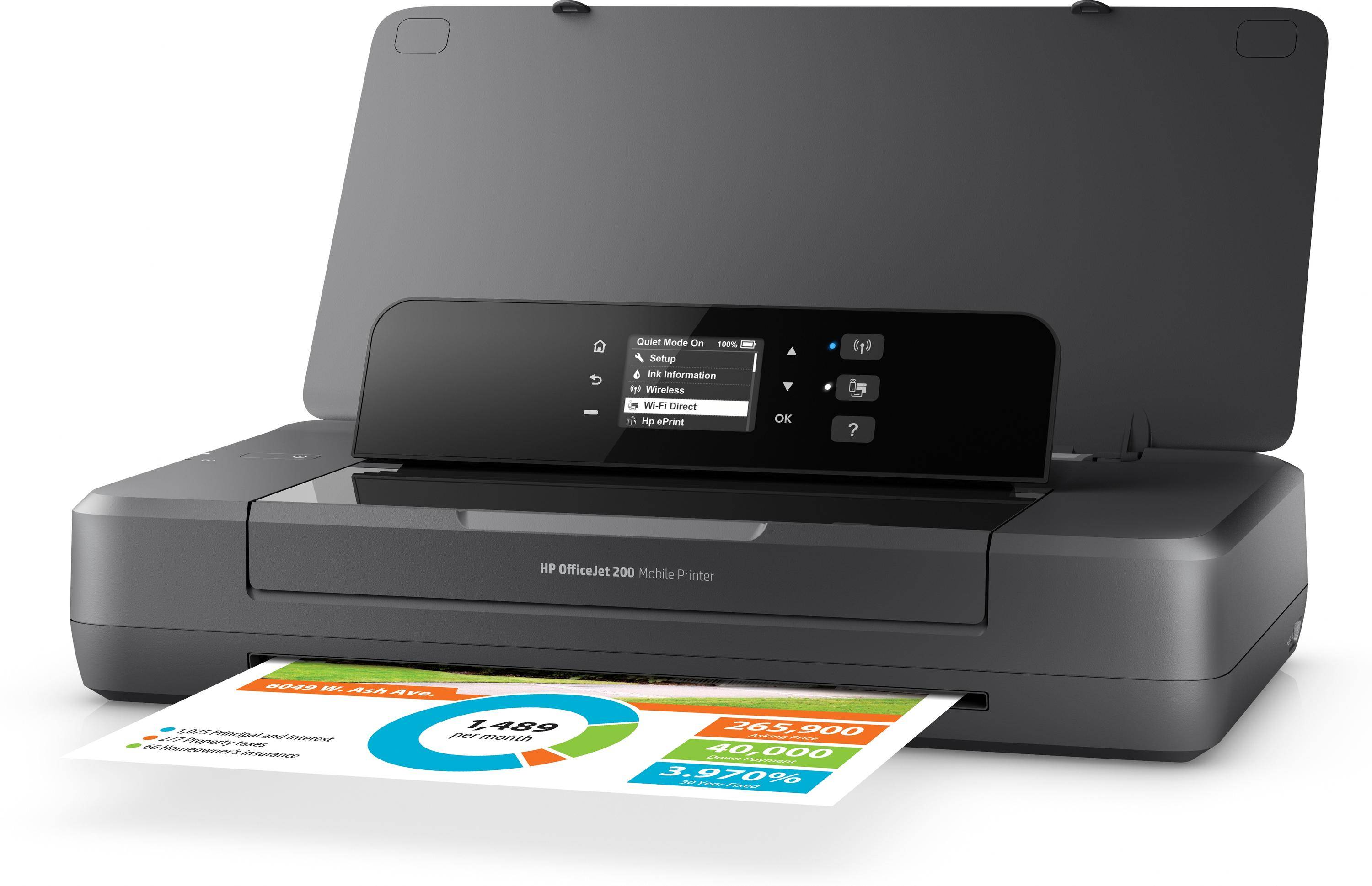 HP Officejet Imprimante portable 200, Imprimer, Impression sur façade par port USB-4